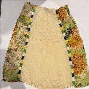 Anthropologie Aoyama Itchome Floral Green and Yellow Silk Women's Skirt